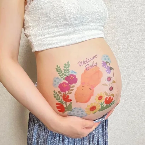 Miniatura 3 de Tuzuru Calcomanías de embarazo para el vientre, calcomanías de tatuaje para pintura corporal, lindas calcomanías para embarazo, baby shower, regalos