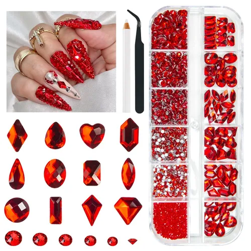 Miniatura 26 de Qiipii 2052 piezas de diamantes de imitación amatista púrpura para uñas, diamantes de imitación de vidrio de color lila claro para uñas, 72 formas