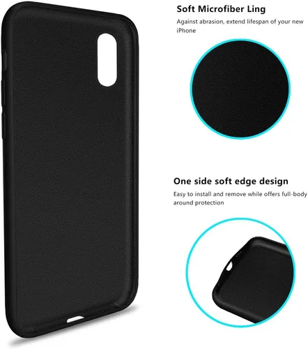 Miniatura 5 de Compatible con iPhone Xs Max de 6.5 pulgadas, funda de goma de gel de silicona líquida con forro de tela de microfibra suave, funda ultradelgada