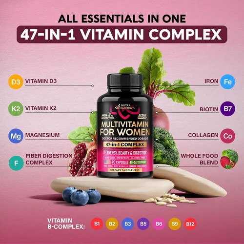 Miniatura 4 de Multivitamínico para mujer - Complejo B Alimentos integrales Apoyo al crecimiento del cabello Digestión y metabolismo Hierro