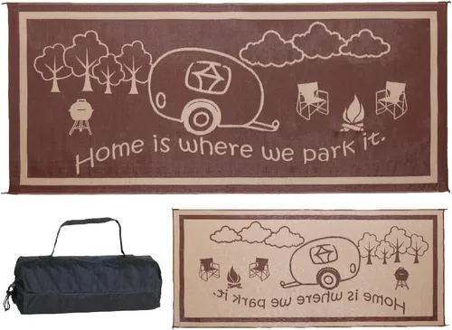 Miniatura 6 de Stylish Camping Ming's Mark RH8111 - Tapete reversible para casa rodante, 8 x 11 pies, negro/blanco