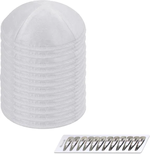 Miniatura 23 de Zion Judaica Deluxe Raw Silk Kippot Paquetes a granel o kipá individual incluye clips gratis