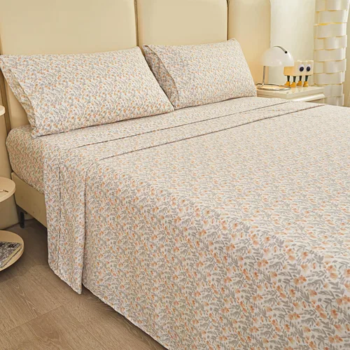Miniatura 100 de Viviland Juego de sábanas de 3 piezas con estampado botánico de mariposas y flores rosas y moradas, sábanas de microfibra suave y transpirable