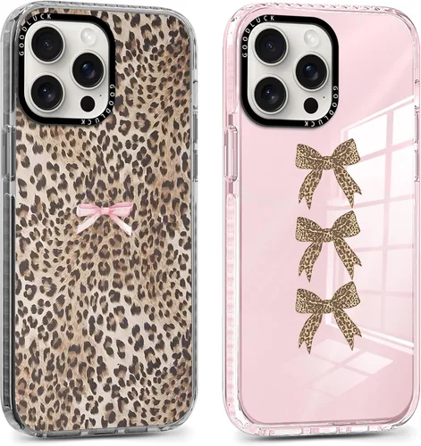 Miniatura 57 de Pack de 2 Fundas con Estampado de Guepardo para Apple iPhone 13 / iPhone 14 de 6.1 Pulgadas, Funda Transparente Linda Coquette con Patrones