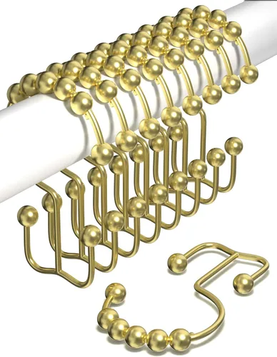 Miniatura 25 de Ganchos para cortina de ducha a prueba de óxido (juego de 12) – Anillos de cortina de ducha de acero inoxidable – Bolas antideslizantes para un