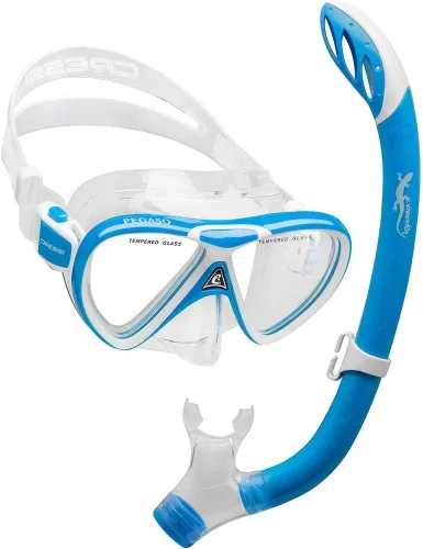 Miniatura 4 de Cressi Juego de silicona para snorkel (máscara y snorkel) para niños de 5 a 15 años - Pegaso & Iguana: diseñado en Italia Lila/Blanco