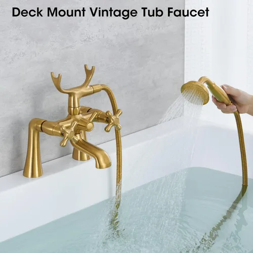 Miniatura 7 de Clawfoot - Grifo de bañera de latón con forma de teléfono y ducha de mano en forma de teléfono