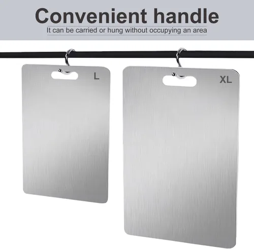 Miniatura 6 de Tabla de cortar de acero inoxidable, tablas de cortar de acero de doble cara para cocina, carne, verduras y frutas, apta para lavavajillas, fácil