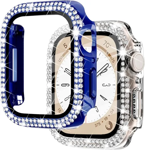 Miniatura 18 de NewWays Paquete de 2 carcasas brillantes para Apple Watch, 1.496 pulgadas, Series 3, 2, 1, diamantes de imitación de cristal con diamantes