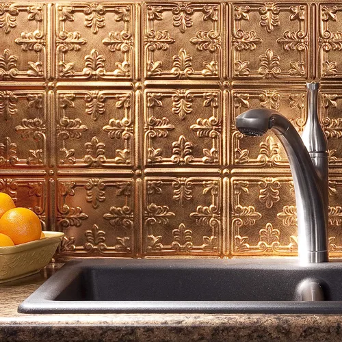Miniatura 2 de FASÄDE Panel decorativo para salpicaduras de vinilo de estilo tradicional / patrón 10 en bronce antiguo (muestra de 6 x 6 pulgadas)