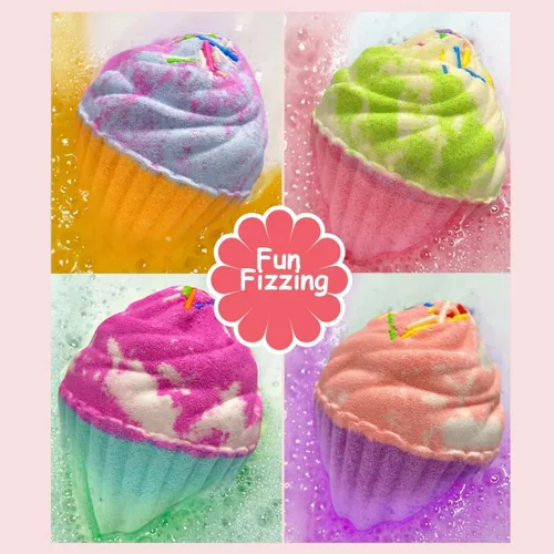 Miniatura 3 de Bombas de baño para niños con joyas sorpresa en el interior, juego de regalo de 8 bombas de baño de cupcakes para niñas, bolas efervescentes hechas