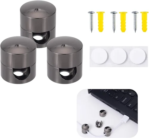 Miniatura 4 de 3 juegos de soportes para cables de carga, clips adhesivos de metal de color cobre antiguo, soportes de anclaje de cable ajustables, organizador