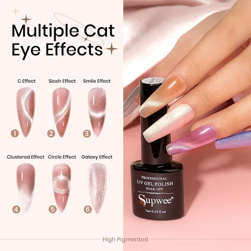 Miniatura 3 de Juego de esmalte de uñas magnético de ojo de gato, 12 colores, esmalte de uñas de ojo de gato 9D, brillo holográfico, esmalte de gel magnético, Gel