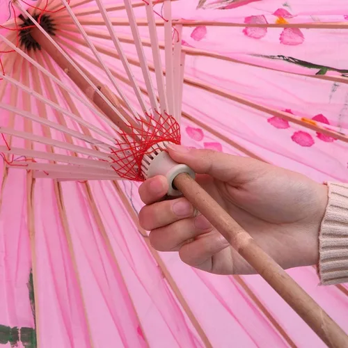 Miniatura 4 de HEALLILY Paraguas japonés chino de papel al óleo, sombrilla para bailar Umberlla, accesorios de fotografía para adultos o niños (rosa)