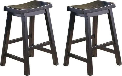 Miniatura 7 de Lexicon Victoria - Juego de 2 taburetes de altura de mesa de madera maciza, taburetes de cocina para comedor, asientos de silla sin brazos, perfecto