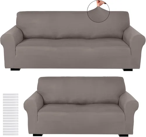 Miniatura 25 de Peryiter Juego de 2 fundas para sofá de dos plazas Fundas para muebles para sala de estar para sofá, sillón, ajuste elástico, a prueba de arrugas