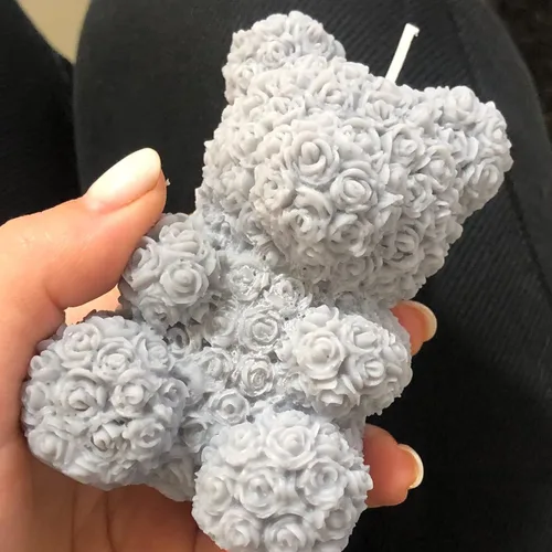 Miniatura 6 de Paquete de 2 moldes de velas de oso de rosas en 3D, moldes de silicona del Día de San Valentín, DIY pinta tu propio oso de corazón o vela de oso