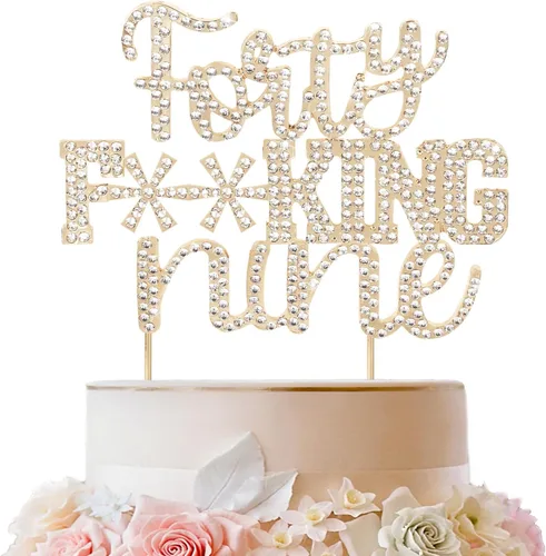 Miniatura 63 de LINGTEER Veintiún divertidos adornos dorados para tartas con diamantes de imitación – Saludos a los 21 años de edad, decoración de centros de mesa