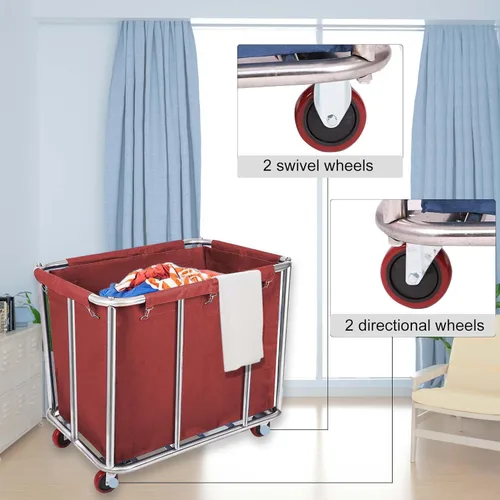 Miniatura 3 de 12 Bushels - Carrito de lavandería para comercial/hogar, cesta de lavandería grande de acero inoxidable con ruedas, para hotel, escuela, lavandería