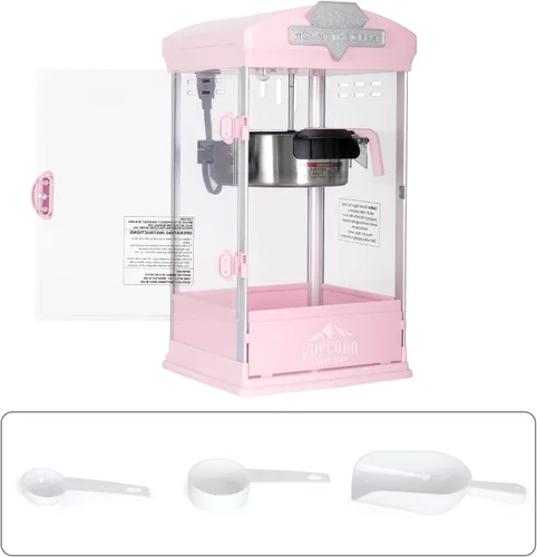 Miniatura 6 de Máquina portátil para hacer palomitas de maíz con hervidor de 8 onzas, palomitas comercial con cuchara medidora y taza medidora para fiestas, Rosa
