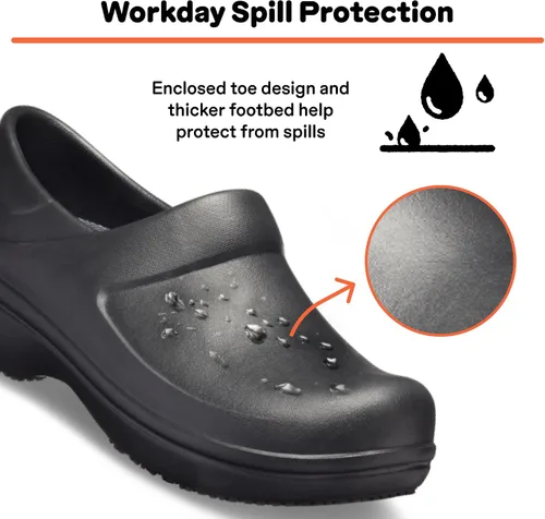 Miniatura 5 de Crocs Zuecos Neria Pro II para mujer, zapatos de trabajo antideslizantes, Negro