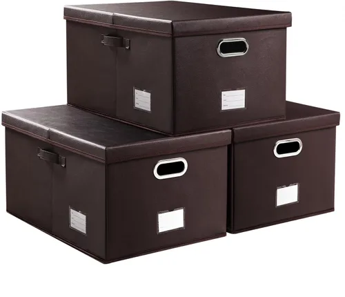 Miniatura 21 de PRANDOM - Cajas de almacenamiento grandes apilables con tapas (paquete de 5 unidades), contenedores organizadores de almacenamiento plegables