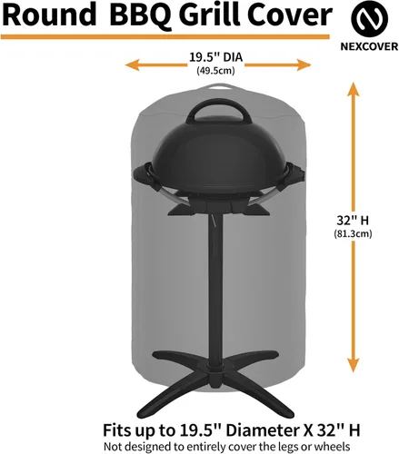 Miniatura 2 de NEXCOVER Funda redonda para parrilla 19.5” de diámetro por 32” de alto, cubierta para barbacoa, cubierta para ahumador, cubierta para barbacoa