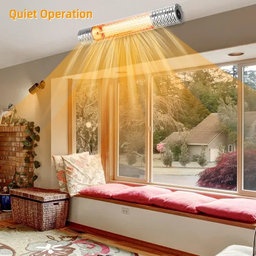 Miniatura 3 de Tangkula Calentador de patio montado en la pared de 1500 W, calentador eléctrico de infrarrojos lejanos para patio con control remoto, 2 ajustes