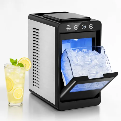 Kismile Máquina portátil para hacer hielo de encimera, 26 libras de hielo en 24 horas, máquina de hielo autolimpiante con tamaño de hielo