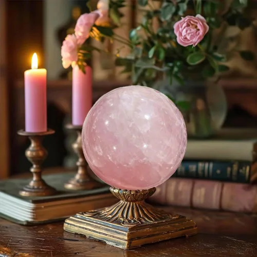 Miniatura 4 de Esfera de cristal rosa natural pulida de cuarzo rosa, de 5-6 cm / 1.97-2.36 pulgadas, bola de adivinación decorativa, esfera curativa, piedra