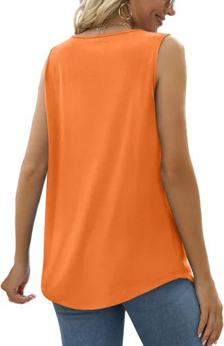 Miniatura 148 de Saloogoe - Camisetas sin mangas veraniegas para mujeres, plisadas con cuello cuadrado y dobladillo curvado, blusas de ajuste holgado con movimiento