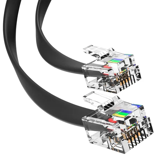 G-PLUG Cable RJ11 de 3 pies para teléfonos fijos, cable de teléfono RJ11 a RJ11 6P4C para módem, fax y línea telefónica, color negro