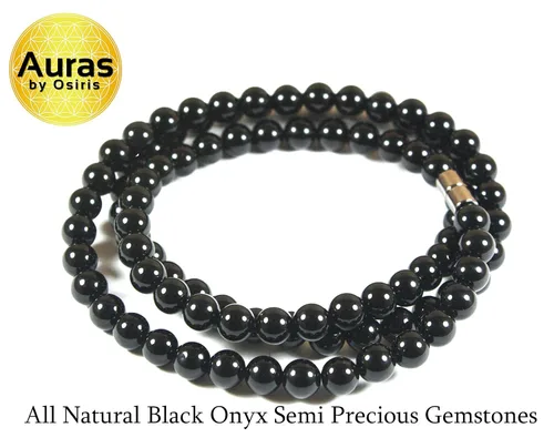 Miniatura 5 de Handmade Black Onyx Crystal Mens Necklace - Grounding Genuine Gemstone Beaded Mala Willpower, Protection, Prosperity Black Choker - Jewelry Gift