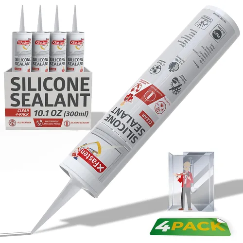 Miniatura 12 de XFasten Cartucho de sellador de silicona negro impermeable, 10.1 onzas (paquete de 4) cartucho de sellador adhesivo de silicona negro para caravana