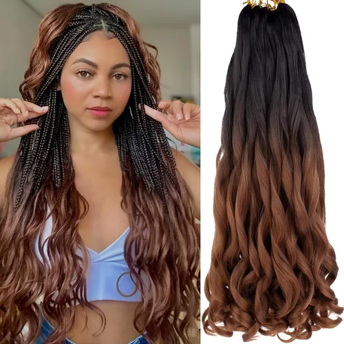 Miniatura 69 de COOKOO 9 paquetes de cabello rizado francés trenzado de 18 pulgadas, suave y flexible, cabello trenzado de alta calidad, rizos franceses, extensión