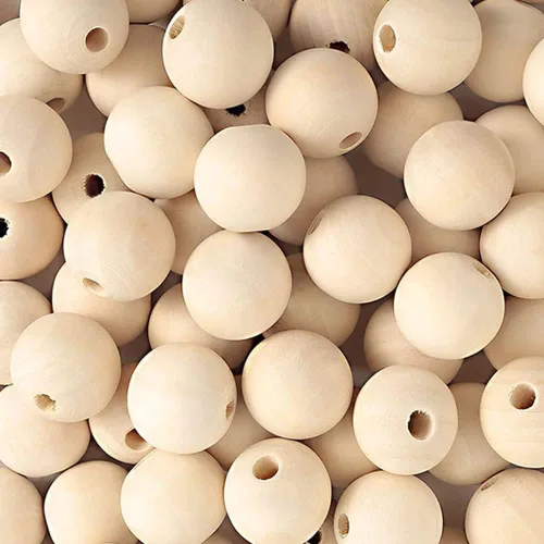 Miniatura 8 de 100 cuentas de madera natural de 0.984 in, cuentas espaciadoras de madera sin terminar de 1 pulgada, bolas redondas para hacer manualidades