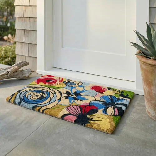 Miniatura 13 de Fab Habitat Felpudo extra grueso, tejido a mano, duradero, fibra de coco natural, entrada, puerta delantera, porche, patio, pájaros en rama, gris