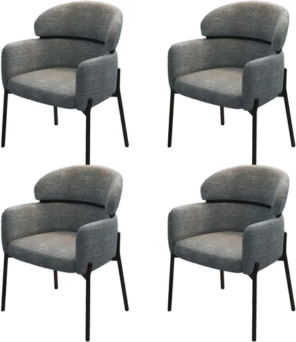 Miniatura 18 de Sillas de cocina de comedor con lino de algodón, juego de sillas de comedor con cojines, silla de sala de estar con almohadilla antideslizante