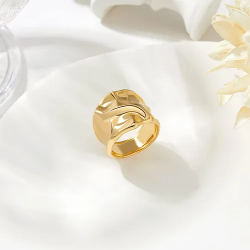 Miniatura 6 de YADUDA Juego de Anillos de Oro y Plata para Mujer Anillos Gruesos de Declaración ZC Anillo de Croissant de Ojo Maligno Anillo Grueso Chapado en Oro