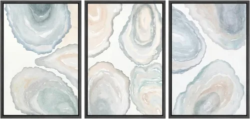 Miniatura 66 de SIGNWIN Conjunto de arte de pared de lienzo enmarcado, acuarela pastel, cielo de nubes rosas, colina verde del campo, naturaleza, vida silvestre