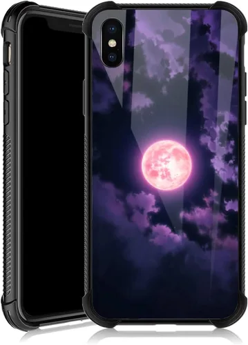 Miniatura 36 de Funda para iPhone Xs Max, diseños de girasol, estrella, cielo, cubierta trasera de cristal templado antiarañazos, esquinas reforzadas, carcasa