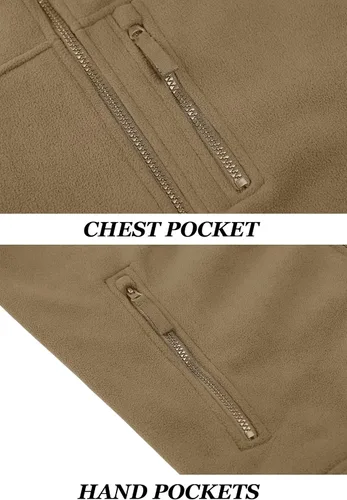 Miniatura 6 de KEFITEVD Chamarras tácticas de forro polar para hombre, con cremallera completa, casual, para invierno, abrigada, con múltiples bolsillos