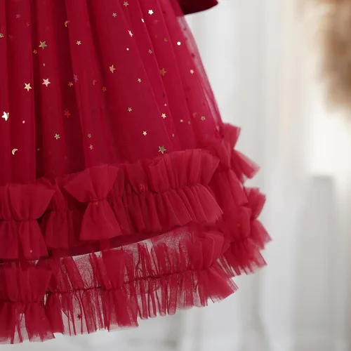 Miniatura 90 de IDOPIP Vestido tutú de terciopelo para niñas pequeñas, vestido de manga larga para princesa, Navidad, cumpleaños, fiesta, boda, vestidos de otoño e