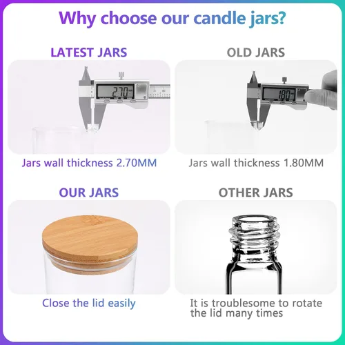 Miniatura 5 de 20 PCS Tarros para Velas, Tarros para Velas con Tapas, Kit para Hacer Velas, Tarros para Velas al Por Mayor para Velas