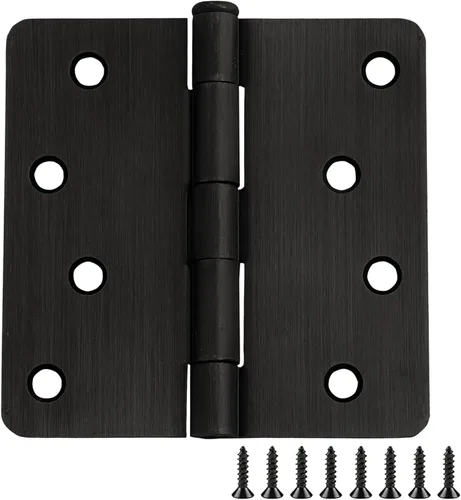 Miniatura 12 de Design House Bisagras para puerta interior, 4.0 in. x 4.0 in., Redondeado, 1/4-pulg Radio, Acero, Pre-Lubricado, Herrajes para Puerta, Negro Mate