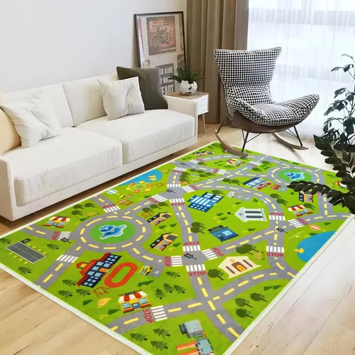 Miniatura 10 de Alfombra de juego para niños, alfombra educativa de 31 x 48 pulgadas, alfombra antideslizante de la vida urbana, alfombra de aprendizaje para niños