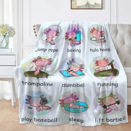 Divertida manta de ajolote para mujeres y niñas, ligera y suave, manta de forro polar para sofá, cama, sofá y niños pequeños (50 x 40 pulgadas)