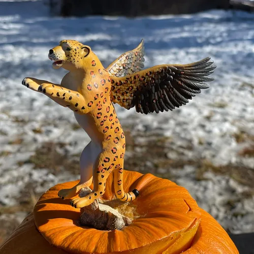 Miniatura 5 de Randimals Figura de leopardo de juguete con alas de águila de 5 pulgadas, figura de acción de animal de goma dura de alta calidad, amigo híbrido