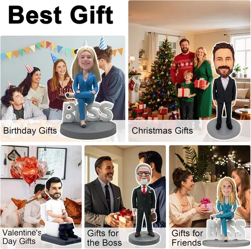 Miniatura 7 de Bobblehead personalizada para mujer, figura personalizada de Lady Boss de la foto, regalo de empoderamiento para mujeres, decoración de escritorio