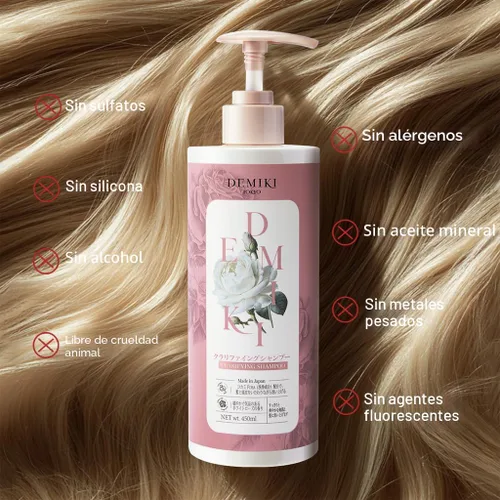 Miniatura 7 de Conjunto de champú y acondicionador japonés DEMIKI para mujeres, conjunto de champú y acondicionador para cabello graso, sin sulfato, aroma a rosa